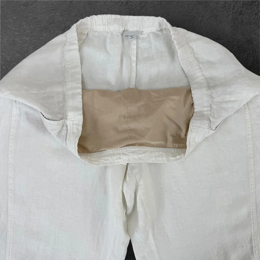 J Jill Love Linen‎ Pants 3X White Elastic Waist Lined Pockets Plus Size